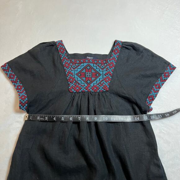 Madewell Embroidered Wanderer Mini Dress Size XXS Linen Boho Festival Colorful - Picture 11 of 12